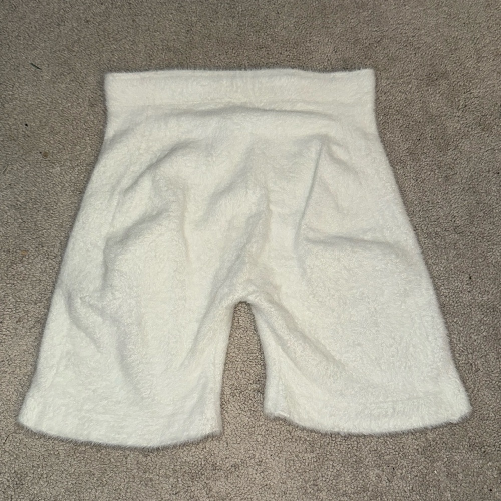 Gymshark x Whitney Simmons White Fuzzy lounge shorts